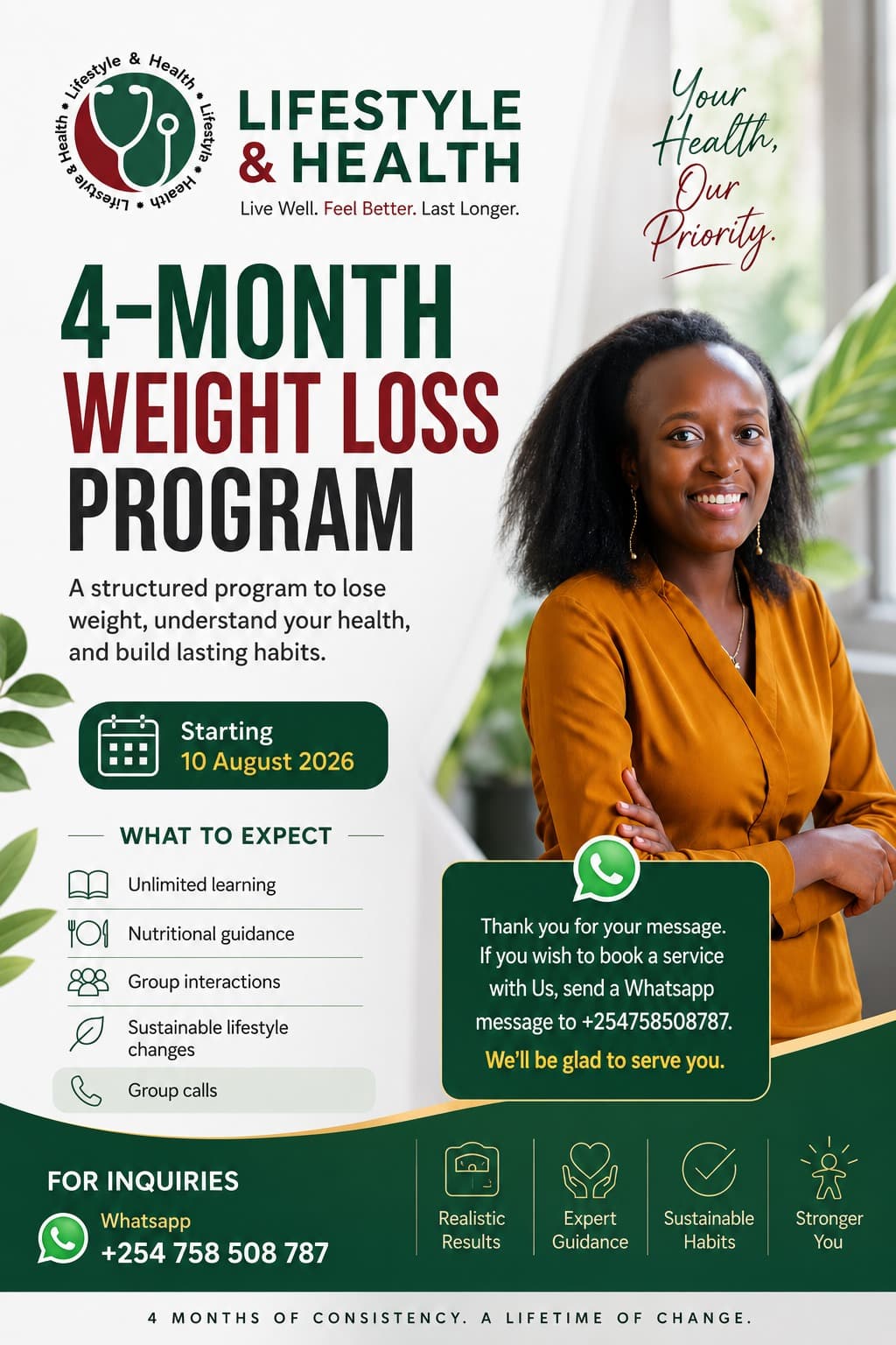 AUGUST 4 MONTH WEIGHTLOSS PROGRAM